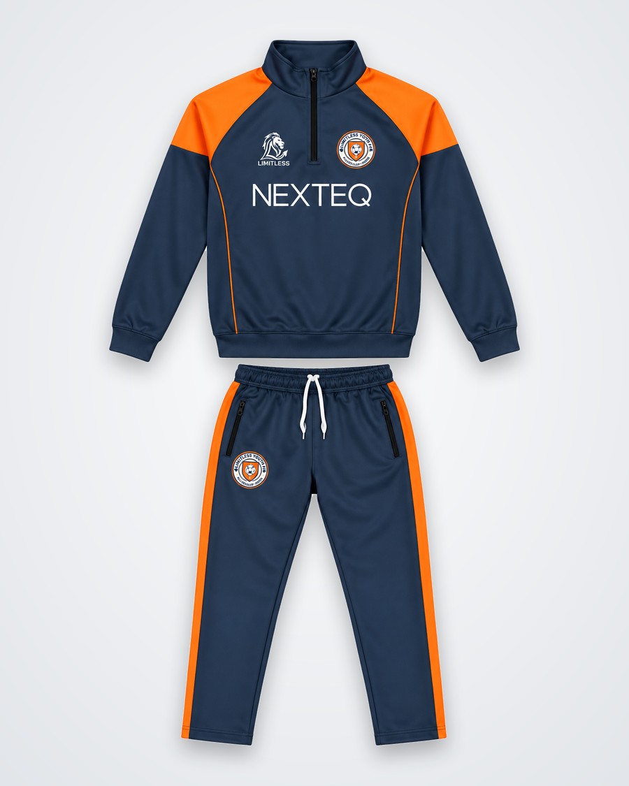LYFC Tracksuit Set – grey and orange zip top and trousers