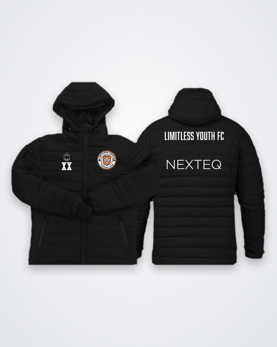 LYFC Winter Coat – black padded hooded coat